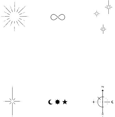 Inkster Astrologie Tattoo-Bundle | 6 Temporäre Tattoos Mit EU-Kosmetikzertifizierung - Das Original | Wasserfest + Vegan | Revolutionäres 2-Wochen-Tattoo | Klebetattoos + Fake Tattoos