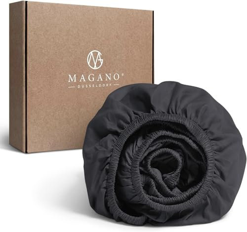 MAGANO® Premium Spannbettlaken 90x200 Grau | Weich & Bügelfrei | Hypoallergen & Atmungsaktiv | Spannbetttuch Bettlaken 90x200cm | Anthrazit Dunkelgrau