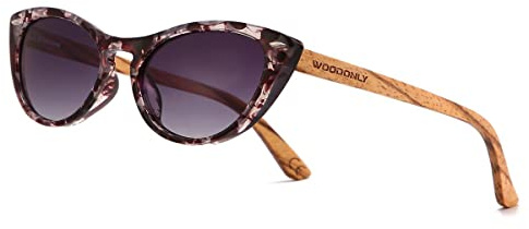WOODONLY Holz Katzenauge Polarisierte Sonnenbrille - Mode Hölzerne Sonnenbrille für Damen und Herren Perfekte Geschenke