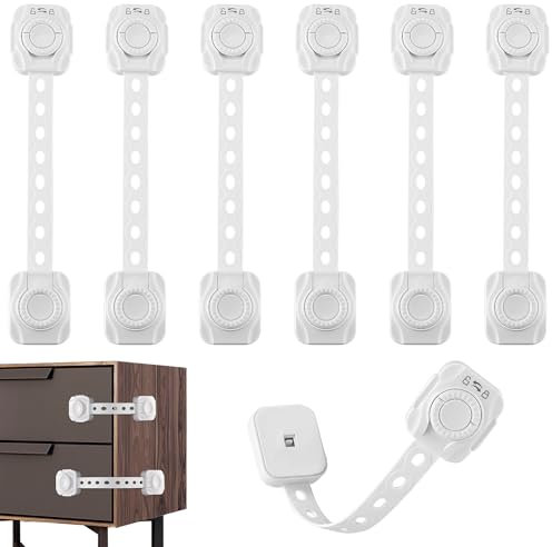 Blocca Cassetti per Bambini Chiudi Cassetti Bambini Chiusure Sicurezza Bambini 6 Pezzi Chiusura Cassetti per Bambini con Adesivo Nessun Trapano Necessarioc per Frigoriferi Cassettiere Porte Finestre