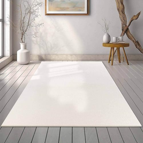 Taracarpet Kunstfell Uni Polyester Teppich Einfarbig in Hasenfell-Optik fürs Wohnzimmer Schlafzimmer und Kinderzimmer Creme 120x170 cm