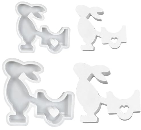 2 Stück Osterhase Silikonformen Gießformen, Silikonform Ostern Hase, Gießform Ostern, Gießformen Silikon, Osterhase Kerzenformen zum Gießen, Giessform Silikon für DIY Kerzen, Gips, Handwerk