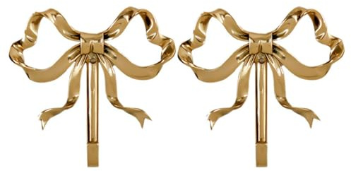 KKwercv Bowknot Coat Hooks Bow Hooks for Wall Hanging Bowknot Brass Hook Gold Wall Hook for Hanging Coat Hat Towel Decorative Hooks for Bathroom Living Room Kitchen Decor