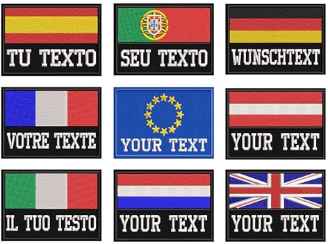 QIMAMADE 2 parches de bandera personalizados con bordado de número personalizado, insignias tácticas para uniformes militares, mochilas, chaquetas, chalecos vaqueros, arnés para perros, con cierre de