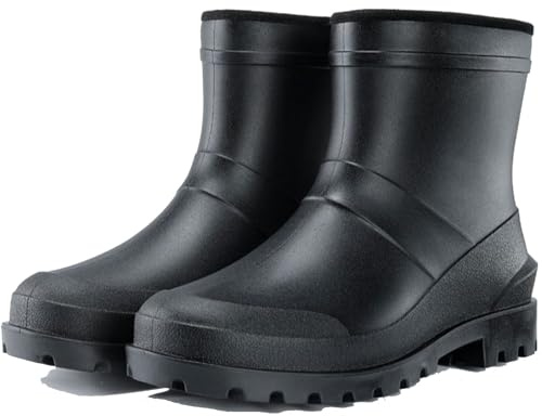 Donbest Bottes en Caoutchouc pour Homme Imperméables Bottes Bottines De Pluie Antidérapant Jardin Boots Wellington Rain Boots,Black1,EU43