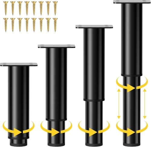 SkyJoy®möbelfüße verstellbar.4 Stück, 20-37cm verstellbar.Möbelfüße aus schwarzem Metall für Schränke,TV-Ständer, Sofas, Nachttische, Stühle, Badezimmerschränke Verstellbare Möbelstützfüße Schrankfüße