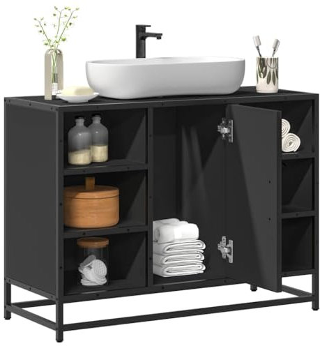 ShGaxin Armario de Lavabo de baño Madera ingeniería Negro 80x33x60 cm, Mueble Baño, Mueble Auxiliar Baño, Armario De Baño, Mueble Bajo, Mueble Lavabo - 849289
