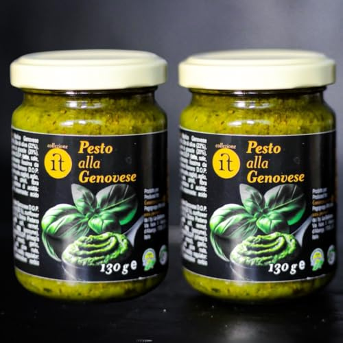 Collezione It - Duo di Pesti dalla Liguria (2 x 130g) - Pesto Genovese, Pesto al Limone, Pesto al Pistacchio o Crema di Olive, scegli la tua combinazione (2 x Pesto alla Genovese)