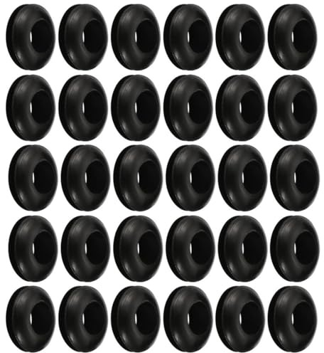 TA-VIGOR 8mm Rubber Grommets 30Pcs Black Cable Wire Protectors | Conductor Wiring Blanking Gasket Ring Grommets, Electrical Cable Hole Plugs for Protecting Wires, Cables and Plugs
