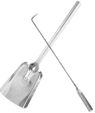 LOEFLIFA Utensilios Para Chimenea De Hierro Fundido Pala y Gancho Resistente Altas Temperaturas Accesorios Para Gestión Segura De Fuego Fogatas y Leñas Herramientas Para Exterior Interior