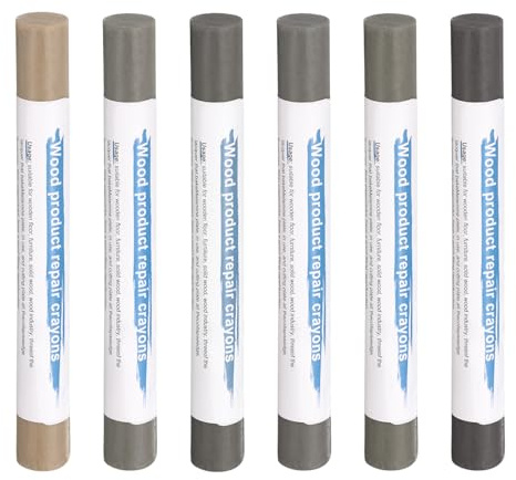 QUARKZMAN Matite Riempitive Legno 6 Colori Cere Per Legno Ritocco Riparazione Mobili Per Grigio Ferro Chiaro, Grigio Lusso Chiaro, Grigio Pb Scuro, Grigio Cemento, Legno Gomma