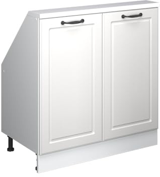 Vicco Dachschrägenschrank Rion, Weiß Landhaus/Weiß | B80 x T46 cm, mit 2 Türen, platzsparend für Dachschrägen