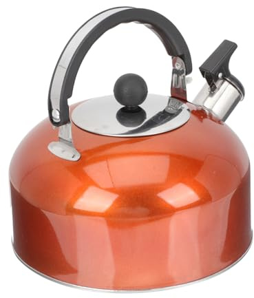 Gatuida Hervidor De Agua Silbante De Acero Inoxidable 2.5l Base Resistente Al Calor Para Cocina De Inducción y Gas, Tetera Portátil Naranja Para Uso Doméstico Familiar