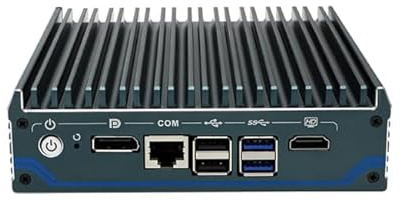 HKUXZR Mini PC para firewall, Intel N100 de 4 núcleos y 4 hilos, 4 Intel 2500M Ethernet, compatible con 1 ranura de memoria DDR4 de 3200 MHz, hasta 16 GB, computadora de control industrial sin