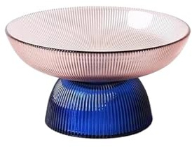 UALXPAO Saladier en cristal Assiette à fruits en verre rayures créatives, bol dessert, salade, flocons d'avoine, décoration de salon, assiette rangement transparente for bonbons et noix(Color 5)