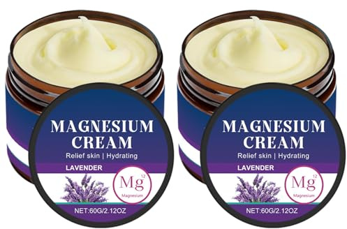 2 Pack Magnesium Butter for Sleep, Soothing Magnesium Cream for Body Massage, Lavender & Shea Butter Formula for Restful Nights, Post-Workout Recovery & Skin Moisturising
