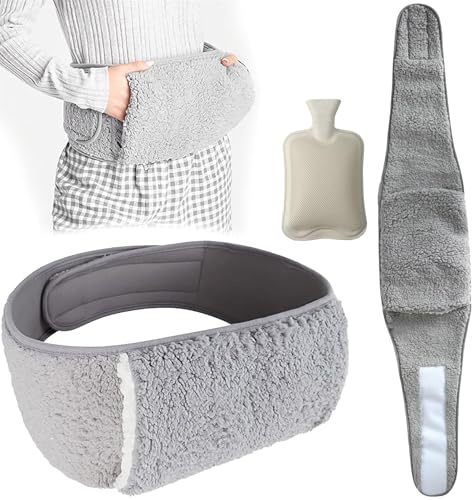Buystarget Wearable Hot Water Bottle Cover Belt with Hand Warmer Luxury Sherpa + 1L Hot Water Bottle Pocket Period Pain Relief Belt Wrap Around Hot Water Bottle Bag Holder Washable Cover