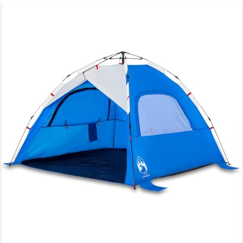 Strandzelt 3 Personen Azurblau Wasserdicht mit Quick-Release-System, atmungsaktiv, Winddicht, inklusive Heringe und Bodenplane für Camping, Outdoor, Festival, Wandern