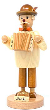 Drechslerei Friedbert Uhlig, Räuchermännchen Nr. 080, Akkordeonspieler, 25 cm hoch, aus regionalem Holz gedrechselt, echte Handarbeit aus dem Erzgebirge, Weihnachten, Holzkunst, Echtholz
