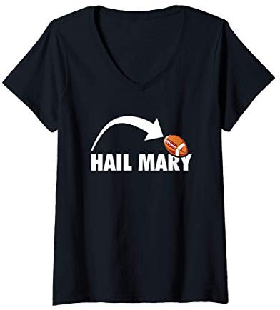 Damen American Football Spielzug Hail Mary T-Shirt mit V-Ausschnitt