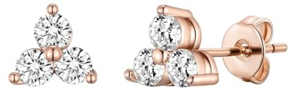 Philip Jones Rose Gold Plated Three Stone Earrings Created with Zircondia® Crystals