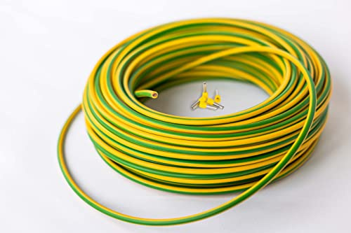 Erdungskabel 6mm² - Grün/Gelb - H07V-K - inkl. 5 Aderendhülsen Aderleitung feindrähtig flexibel (10 m)
