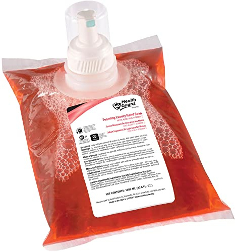 Kutol Health Guard 69041 Foaming Luxury Hand Soap, 1000 mL Refill Bag, Pink with Tropical Fragrance (Pack of 6)