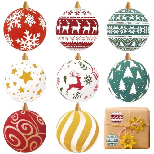 COLOFALLA 500 Stück Weihnachtskugeln Aufkleber Sticker Rolle Weihnachtssticker Weihnachtsaufkleber Selbstklebend zum DIY Basteln Party Geschenk Verpackung Adventskalender Deko