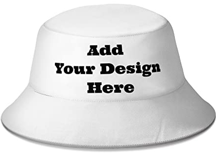 Whhzhao Fischerhut für Damen und Herren, personalisierter Text, Foto und Logo, weiß, One size