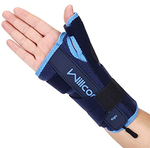 Willcom Tummarmskena med metallskena stabilisator, handledsstöd för att lindra tendinit, artrit, karpaltunnel, smärta i inflammation för män kvinnor (L, rektangel)