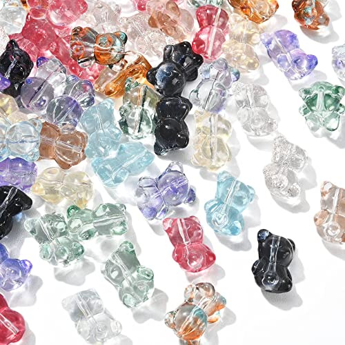 UR URLIFEHALL 100 st handgjorda lampwork björn pärlor gummibjörn pärlor djur lösa pärlor för hår slips hårband ornament smyckestillverkning