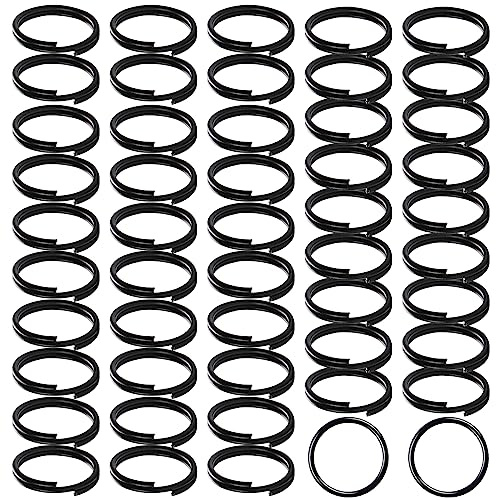 50 unidades de llavero negro pequeño metal redondo anillos divididos juegos para joyería, collares, pulseras, pendientes, manualidades, adornos y arte de bricolaje