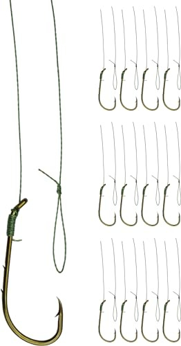 Storfisk fishing & more 12 x Gebundene Angelhaken Wurmhaken mit 50 cm geflochtener Schnur