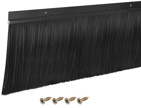 QUARKZMAN Cepillo de Puerta Inferior y Cerdas de PP de 150mm 900mm L Negro | con Base de Aleación de Aluminio en Forma de H, para Hogar e Industria