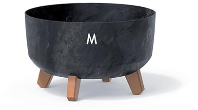 MELTOM Blumentopf Schale mit Füßen Einsatz Blumenschale Kräutertopf Übertopf (Anhrazit Beton, M- 28.5cm)