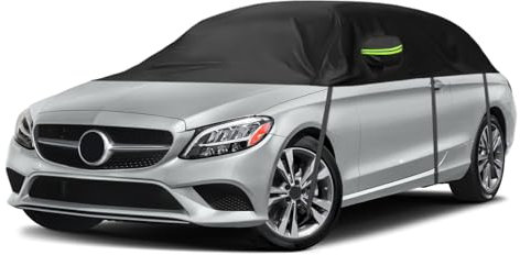 Car Cover Waterproof Compatible with Mercedes Benz C-Class 2015-2023, Half Car Cover Upgrade Thicken Tarpaulin, Half Cover for All Weather, UV Resistant Full Garage Rain Sun Dust Protection Snowproof