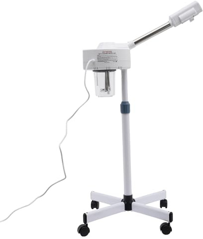 Professional Gesichtsdampfer, Lonic Ozon-Gesichtsdampfer, Porenreiniger Dampf Spa Maschine, Aquafacialgerät for Poren glättend, Reinigend, Hautverjüngung, 360° Rotatable Nozzle (Weiß)