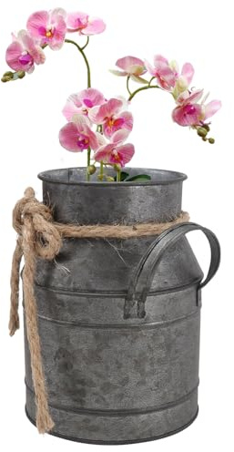 ABOOFAN Vintage Iron Flower Bucket Vase Decorative Milk Pot Planter Made of Retro Iron Material, for Garden Decoration and Holding Dried Flowers, Rustic European Style Home Décor Ornament