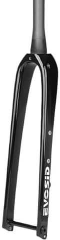 QIUSHIBO Fahrrad Gabel Vollcarbon-Fahrradgabel, 28,6 mm Scheibenbremse, for 700C, Steckachse 12 x 100 mm, V-Bremse, Harte Kiesfahrradgabel Fahrradgabeln(Glossy UD White Logo)