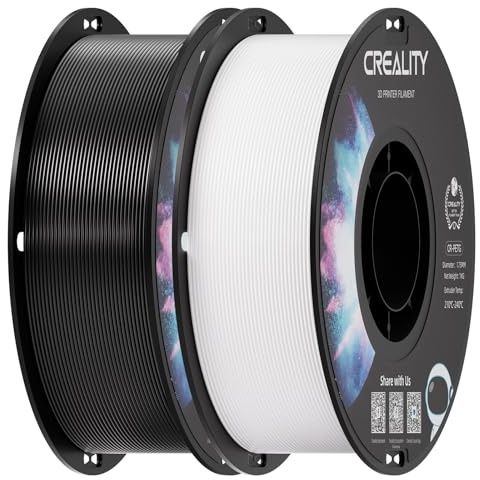 Creality 2 kg Black & White PETG 1.75mm Filament, 3D Printer Filament Bundle, Excellent Toughness High Precision, Odorless Non-Toxic Moistureproof, Glossy, Accuracy +/- 0.02mm
