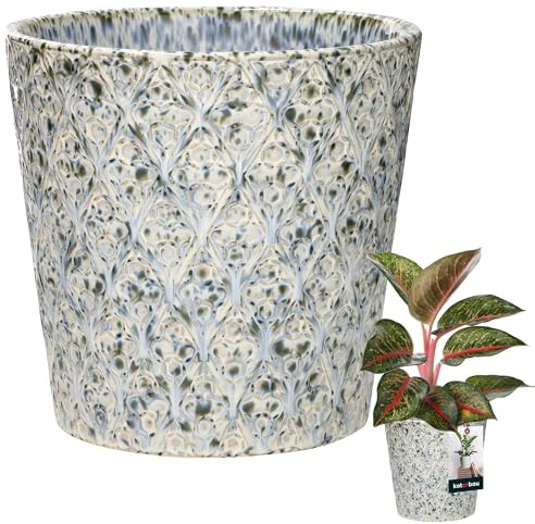 KOTARBAU® Pot De Fleurs Trapézoïdal Vintage Bleu De ⌀ 15 Cm | Pot en Céramique Bleue | Cache-Fleur en Céramique Émaillée | Pot De Fleurs en Céramique Émaillée Bleue | Pot De Fleurs Bleu | Pot Vintage