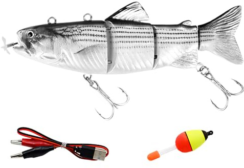 Elektriskt bioniskt fiskedrag, flerledat simbete-set, självlysande drag med fiskering, 3 roterande propeller, låda för sötvatten och saltvatten