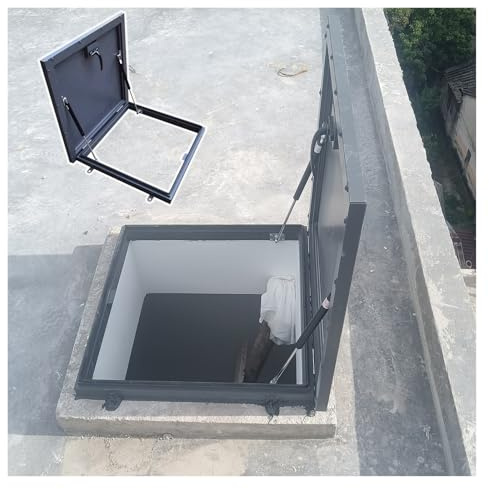 Escotilla de techo de acero galvanizado de 30 x 36 pulgadas con puerta gris oscuro, puerta de seguridad para techo grueso de 30 x 30 pulgadas, 24 x 24 pulgadas, 28 x 38 pulgadas, tamaño de acero
