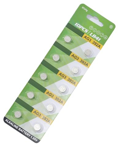 Lot de 10 piles bouton alcalines LR1130 LR41 LR44 pour calculatrices, montres et télécommandes