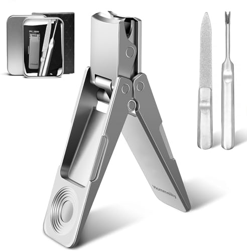 Professionelles Nagelknipser-Set Klappbar aus Edelstahl | Maniküre & Pediküre Set mit Nagelfeile & Metallbox | Für Damen, Herren, Senioren | Reise & Haushalt (Fußnägel & Fingernägel)