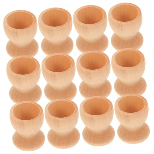 PHENOFICE 24pcs Hand-Painted Cartoon Egg Tray and Wooden Egg Holders DIY Craft Toy for Boys and Girls Preschool Educational Activity Set