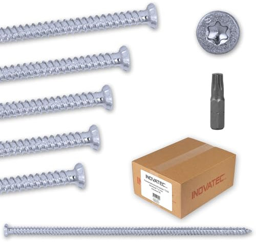 100 x INOVATEC Fensterrahmenschrauben TX30 Senkkopf 7,5 x 182 mm inkl. Bit