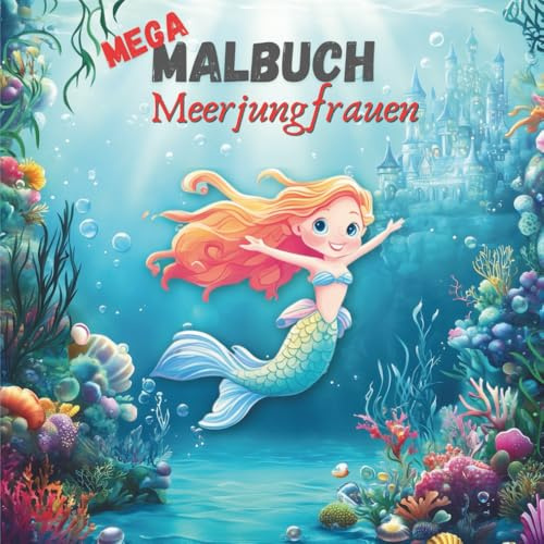MEGA MALBUCH: Meerjungfrauen: Zauberhafte Ausmalbilder für Mädchen ab 6 Jahren – über 50 fantasievolle Meerjungfrauen-Motive zum Träumen, Entspannen und Kreativsein