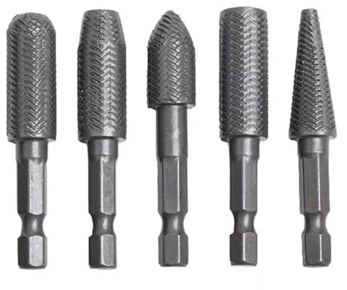 5-teiliges Stahlfeilen-Schnitz-Bitschneider, rotierende Raspel, Feilen-Set für Metall, Holz, Schleifen, Drehfeile, super hartes Zubehör