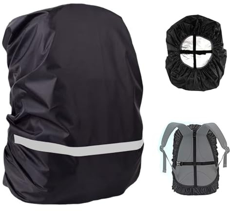 JITIFAZH Regenschutz für Rucksäcke mit Reflexstreifen (8-70L), Wasserdichter Rucksack-Regenschutz, Schultasche mit Rutschfester Kreuz Schnallenriemen für Wandern, Camping, Radfahren